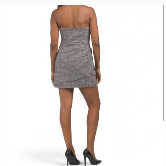 - HOUSE of Harlow Houndstooth Wool Blend Strapless Ruched Academia Sheath … - Picture 2 of 9